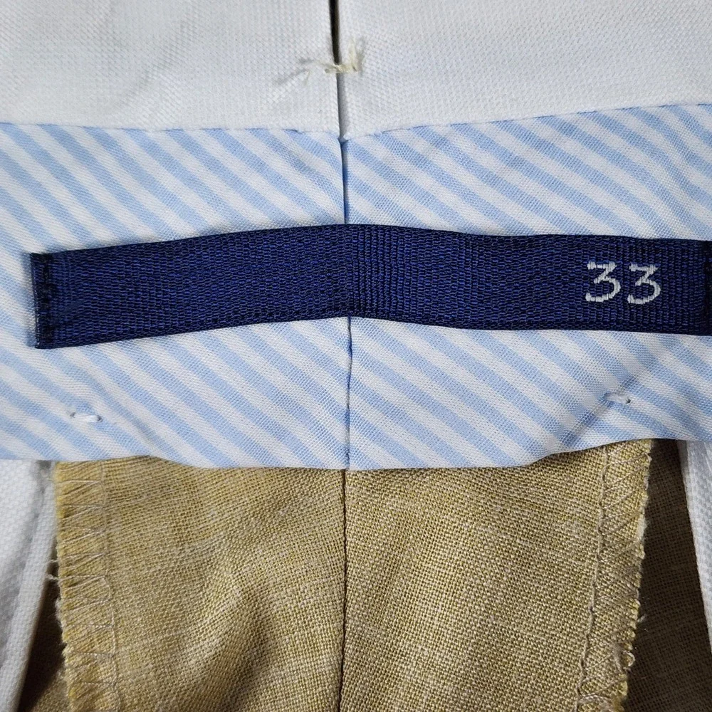 6 East Botto Giuseppe Wool Silk Linen Dress Pants Mens 33 Yellow Made in Canada
